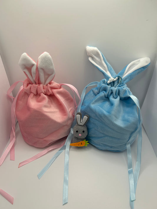 Personalised velvet Easter bunny drawstring bags 🐣