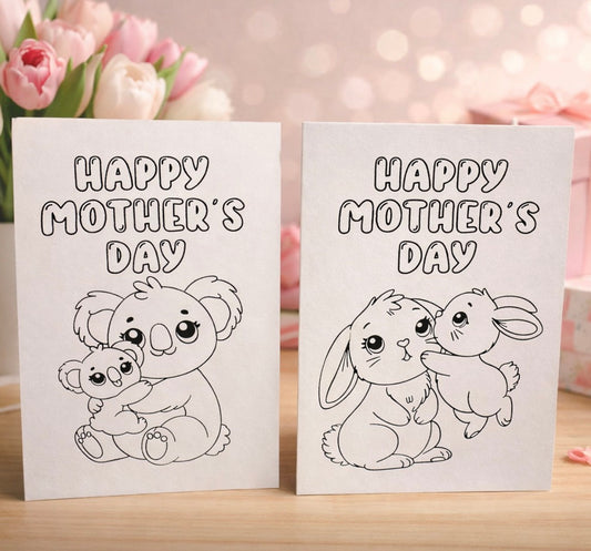 Mother’s Day colouring card koala or bunny