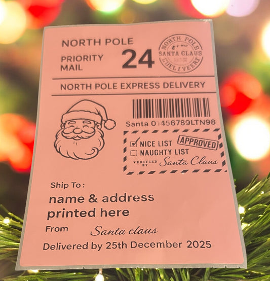 5x personalised Christmas postal labels